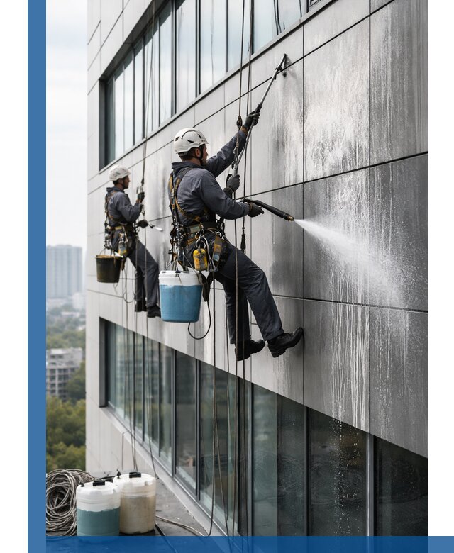 Профессиональная мойка вентилируемых фасадов в Юбилейном