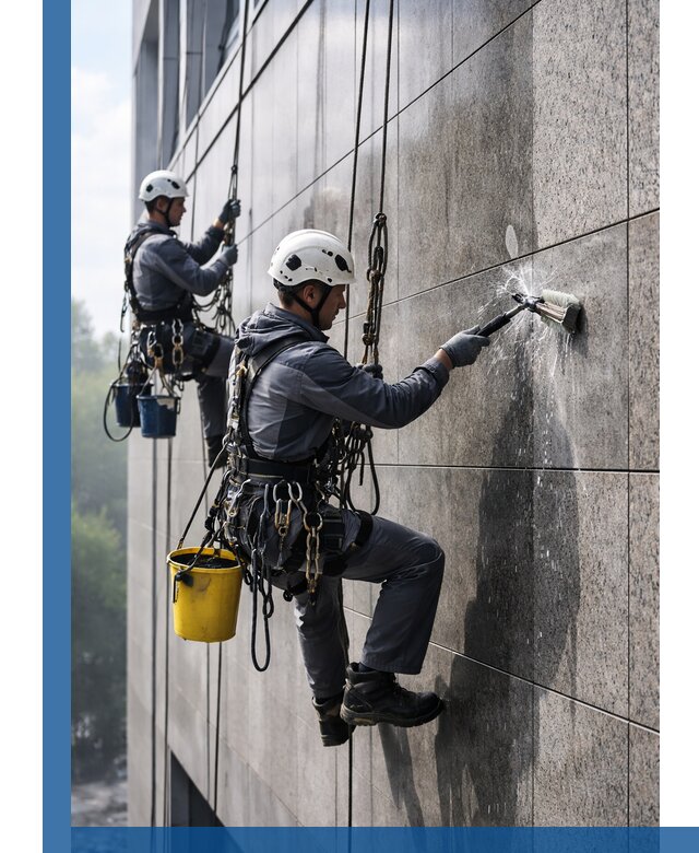 Профессиональная мойка фасада из керамогранита в Юбилейном