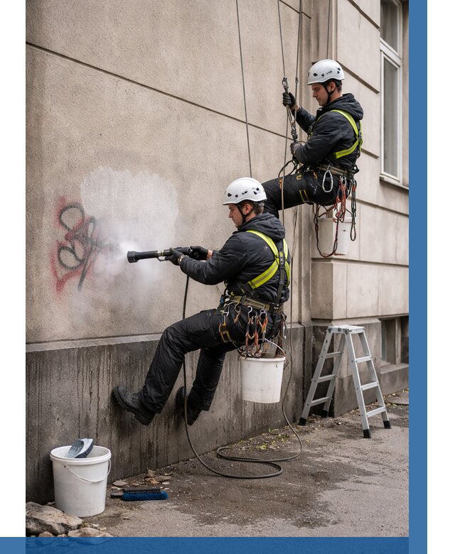 Удаление граффити с фасада в Юбилейном от 4636 р. | ВЫСОТНИК-Юбл