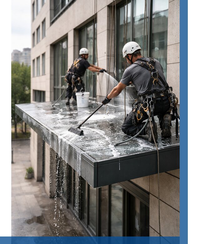 Мойка козырьков и навесов в Юбилейном от 3606 р. | ВЫСОТНИК-Юбл