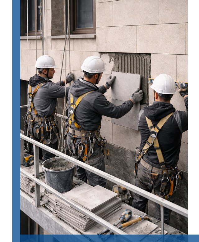 Ремонт облицовки фасада плиткой в Юбилейном с гарантией