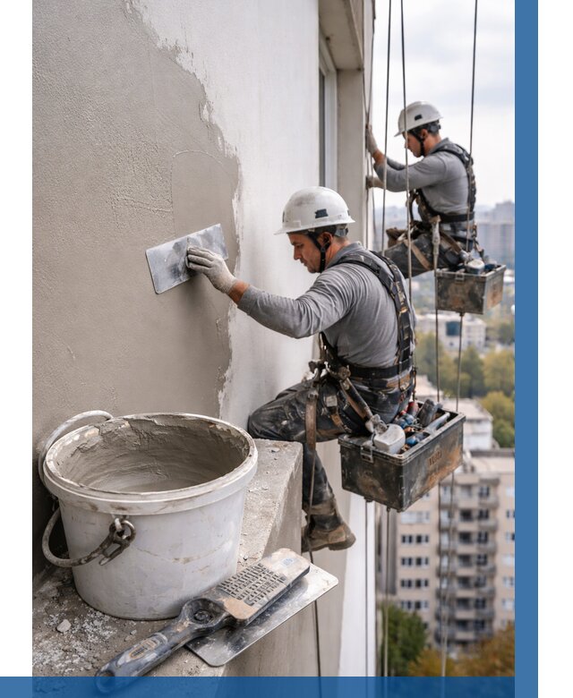 Шпаклевка фасада на высоте в Юбилейном от 721 р. | ВЫСОТНИК-Юбл