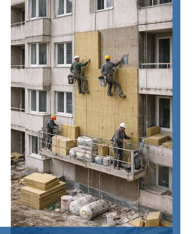 Утепление фасада минватой в Юбилейном от 1545 р. | ВЫСОТНИК-Юбл