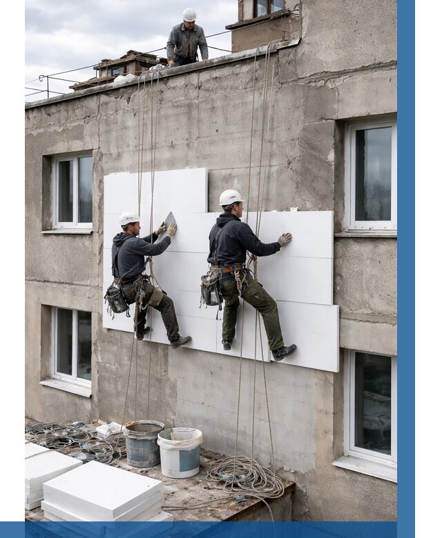 Утепление фасада пенополистиролом в Юбилейном от 1855 р. | ВЫСОТНИК-Юбл