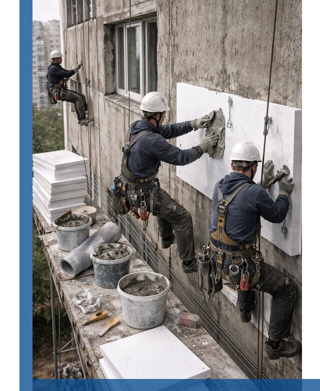 Утепление фасада пенополистиролом в Юбилейном под ключ