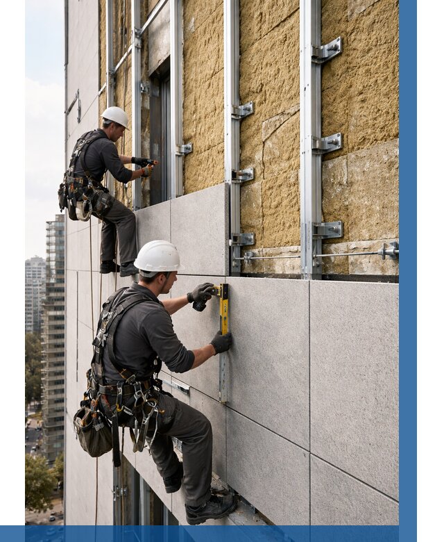 Монтаж вентилируемого фасада в Юбилейном от 3606 р. | ВЫСОТНИК-Юбл