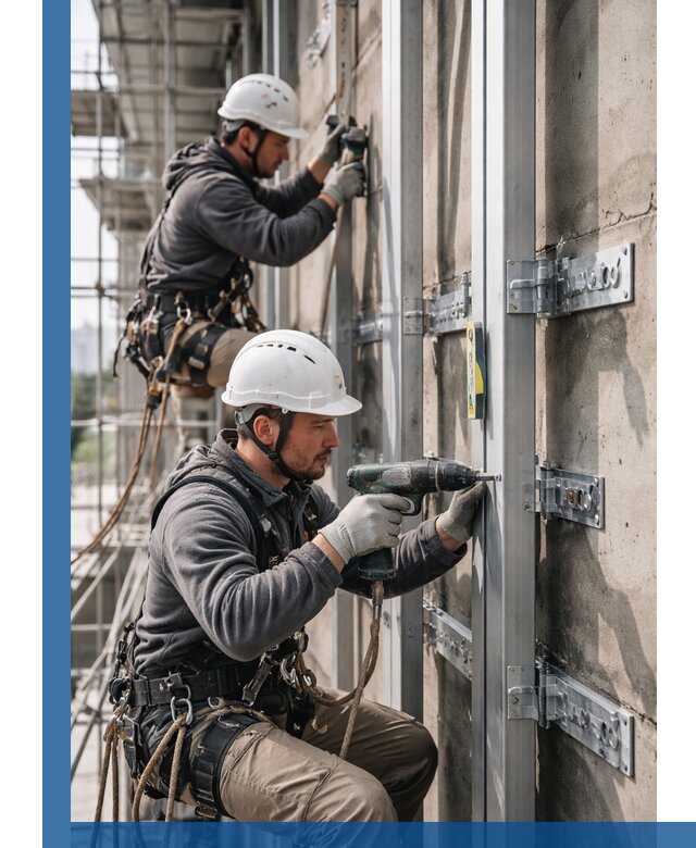 Монтаж и крепление подсистемы вентфасада в Юбилейном