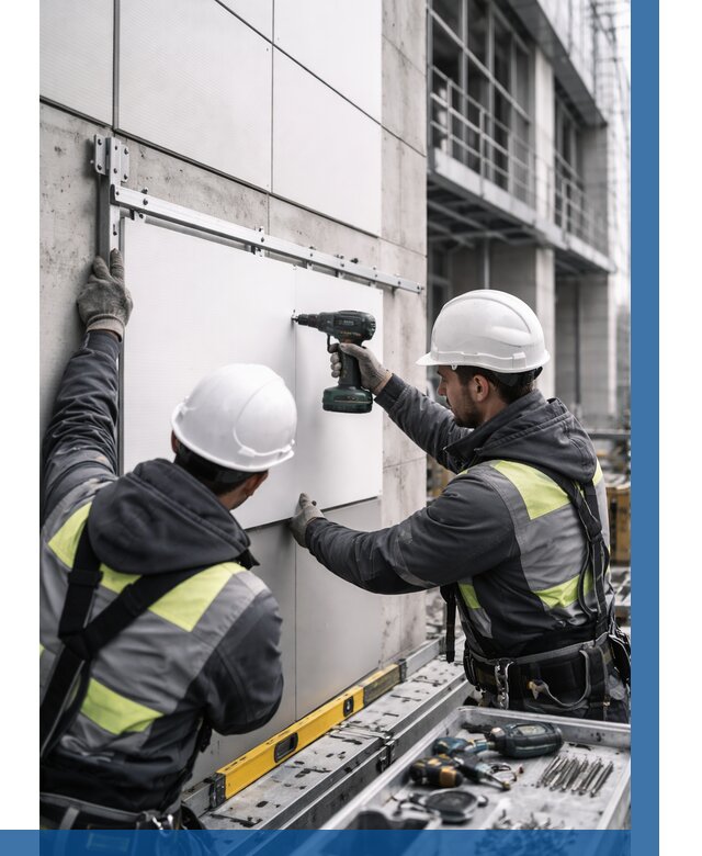 Монтаж композитных панелей фасада в Юбилейном от 2576 р. | ВЫСОТНИК-Юбл