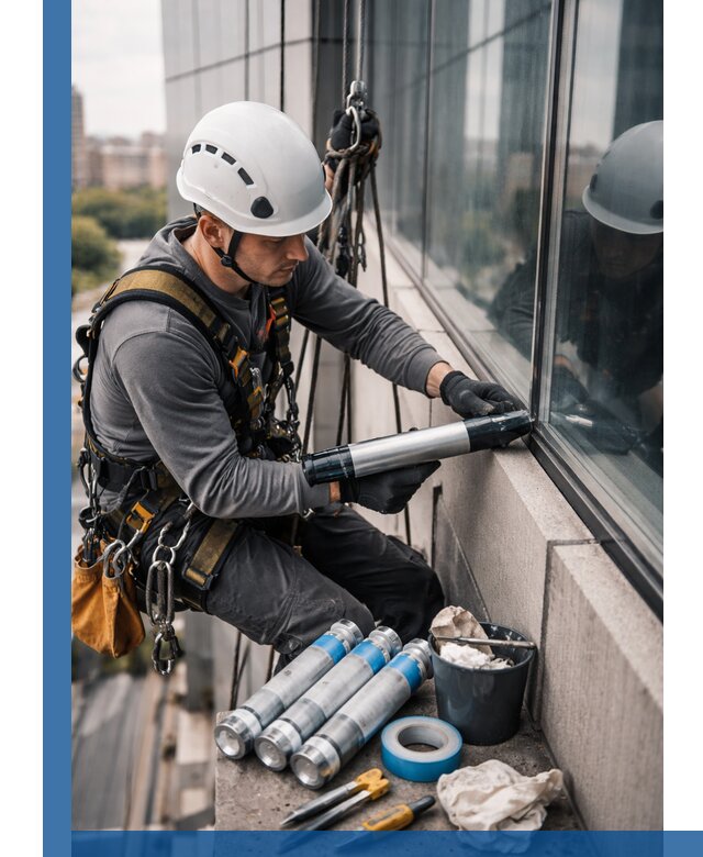 Герметизация стыков витража в Юбилейном для герметичных фасадов