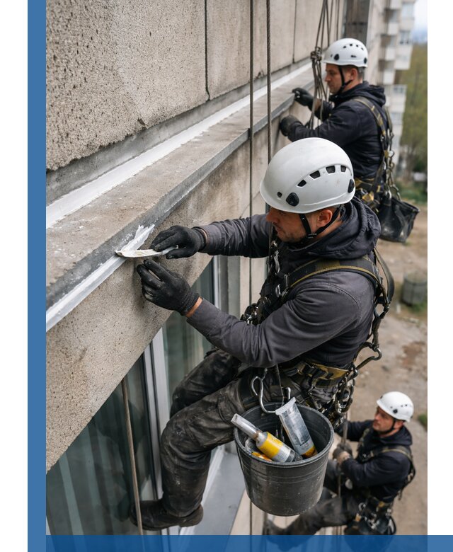 Герметизация примыкания балкона в Юбилейном под ключ с гарантией