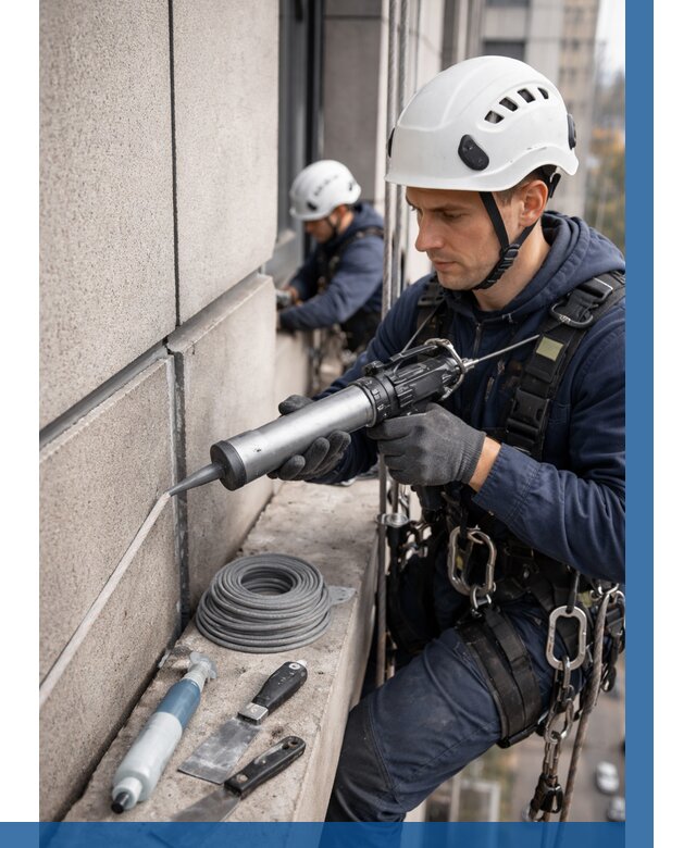 Герметизация деформационных швов фасада в Юбилейном от 721 | ВЫСОТНИК-Юбл