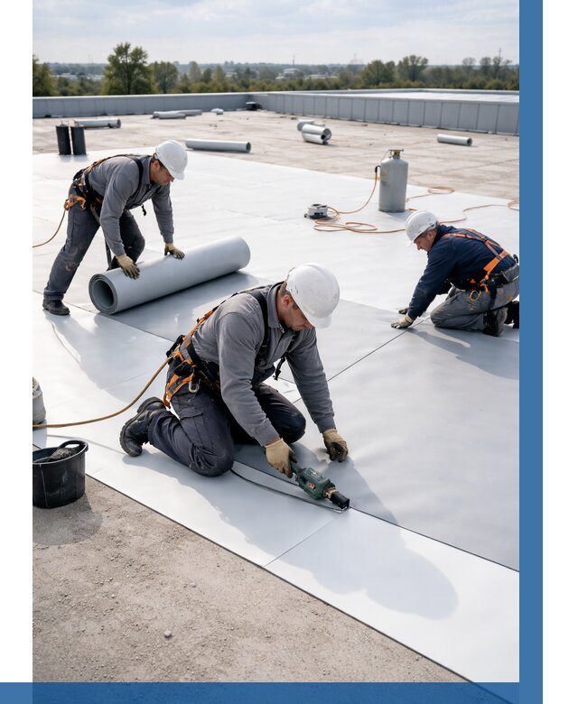 Монтаж мембранной кровли под ключ в Юбилейном от 1236 р. | ВЫСОТНИК-Юбл