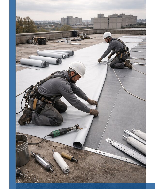 Монтаж мембранной кровли в Юбилейном для промышленных зданий