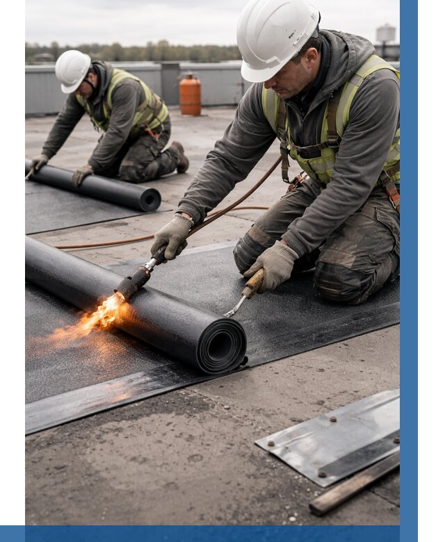 Монтаж наплавляемой кровли в Юбилейном от 876 р. — ВЫСОТНИК-Юбл