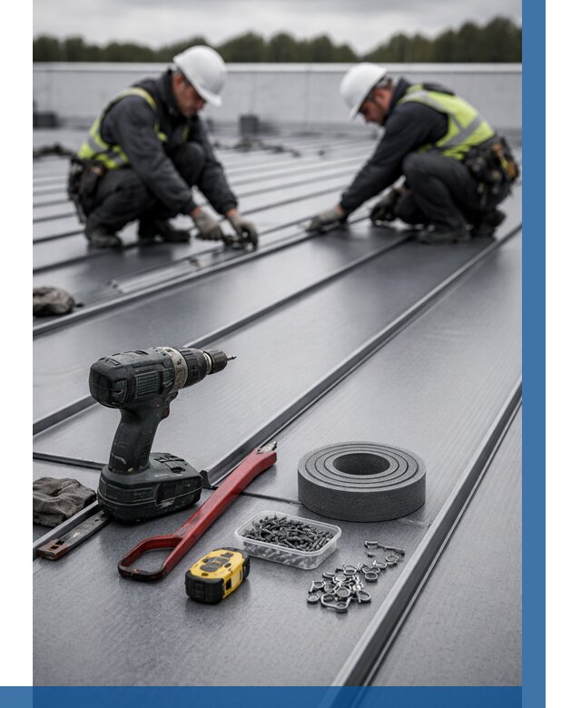 Монтаж фальцевой кровли в Юбилейном от 1855 р. | ВЫСОТНИК-Юбл