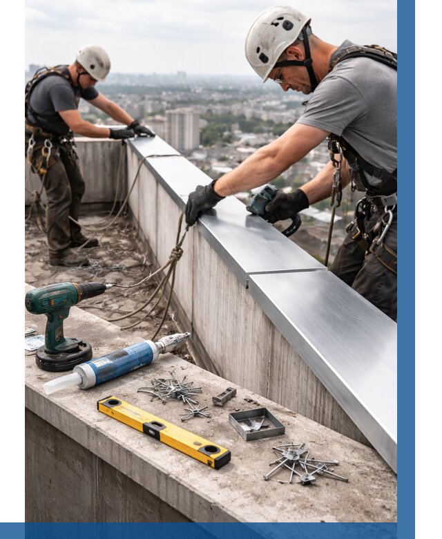 Монтаж парапетных крышек в Юбилейном от 824 р. | ВЫСОТНИК-Юбл