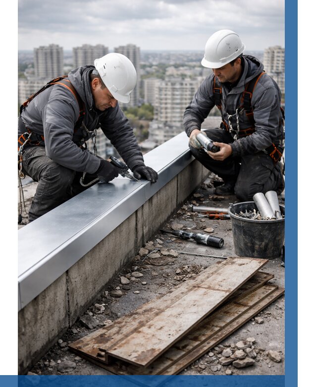 Замена парапетных крышек под ключ в Юбилейном от 1236 р. | ВЫСОТНИК-Юбл