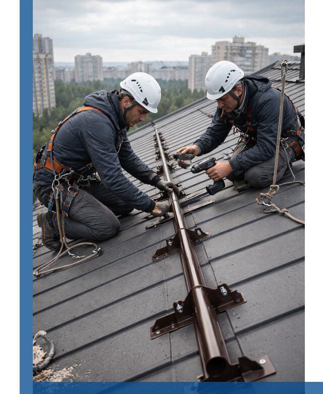 Монтаж снегозадержателей на кровле зданий в Юбилейном под ключ