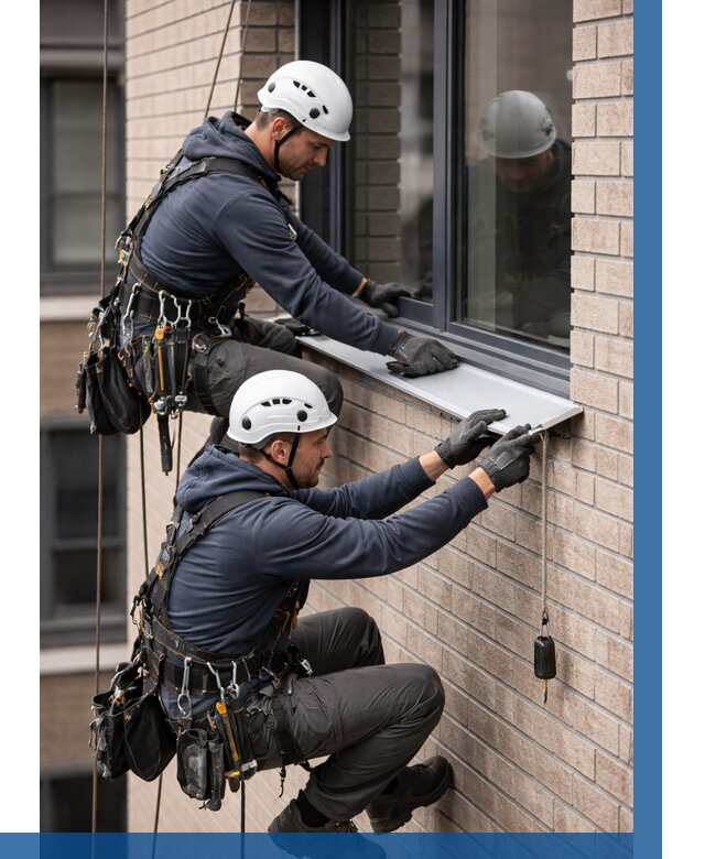 Монтаж оконных отливов под ключ в Юбилейном от 3606 р. | ВЫСОТНИК-Юбл