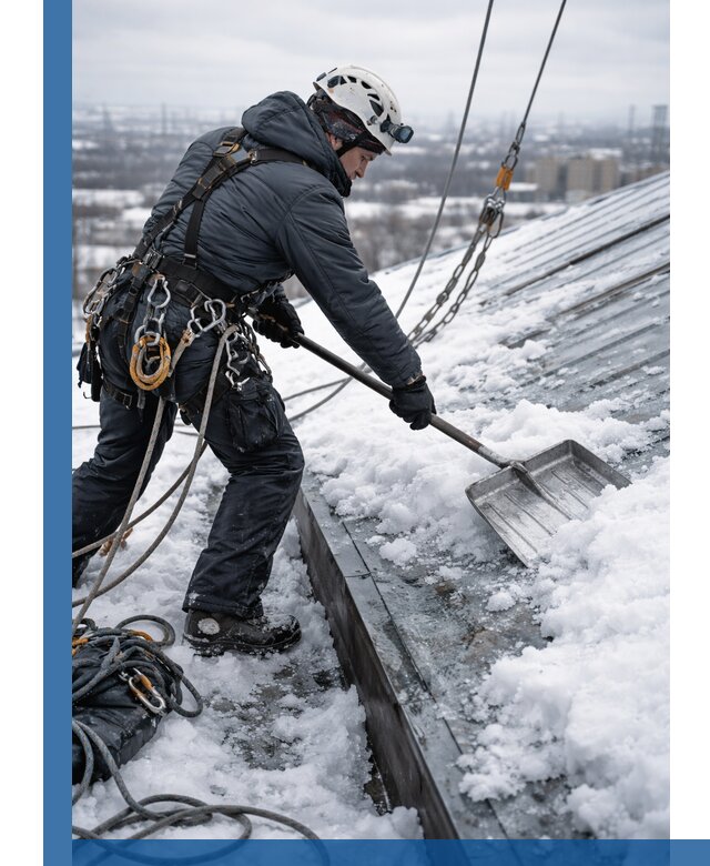Профессиональная очистка кровли от снега и наледи в Юбилейном