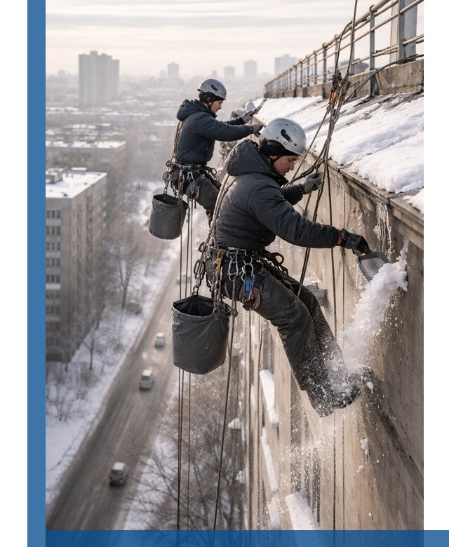 Очистка карнизов от снега в Юбилейном профессионально и безопасно