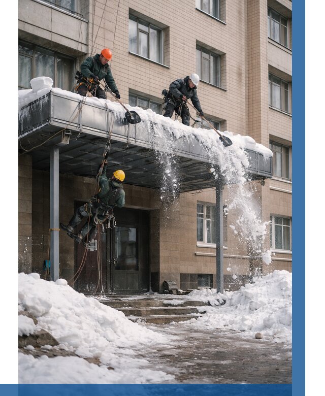 Очистка козырьков от снега в Юбилейном от 3606 р. | ВЫСОТНИК-Юбл