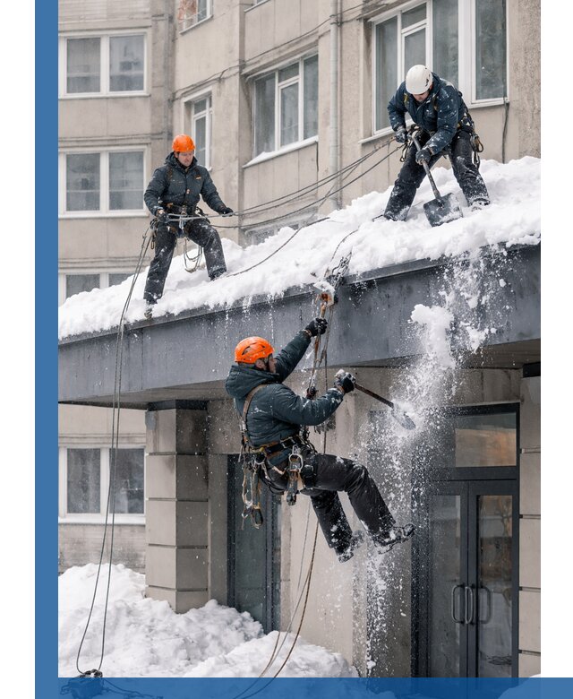 Безопасная очистка навесов от снега в Юбилейном круглогодично