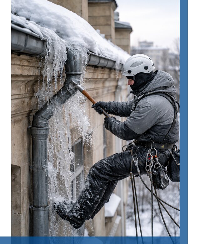 Очистка водостоков от льда в Юбилейном от 3606 р. | ВЫСОТНИК-Юбл