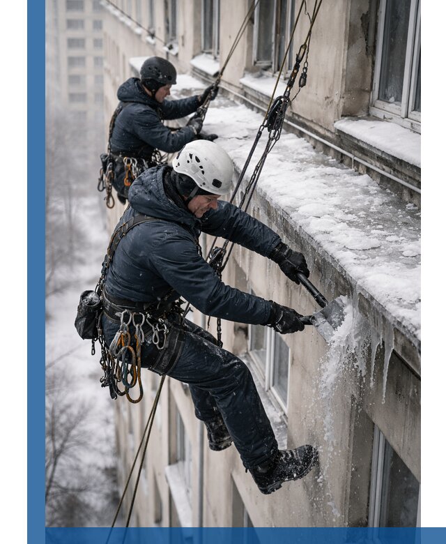 Удаление наледи и сосулек с карнизов в Юбилейном профессионально
