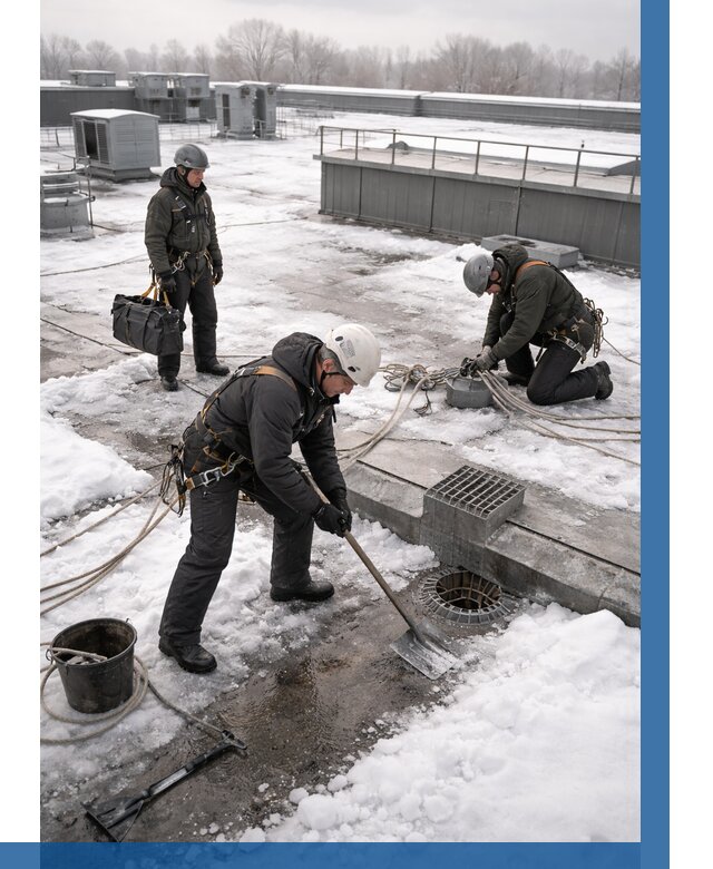 Абонентское обслуживание кровли зимой в Юбилейном от 8242 р. | ВЫСОТНИК-Юбл