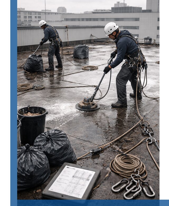 Плановая очистка кровли по графику в Юбилейном для безопасности