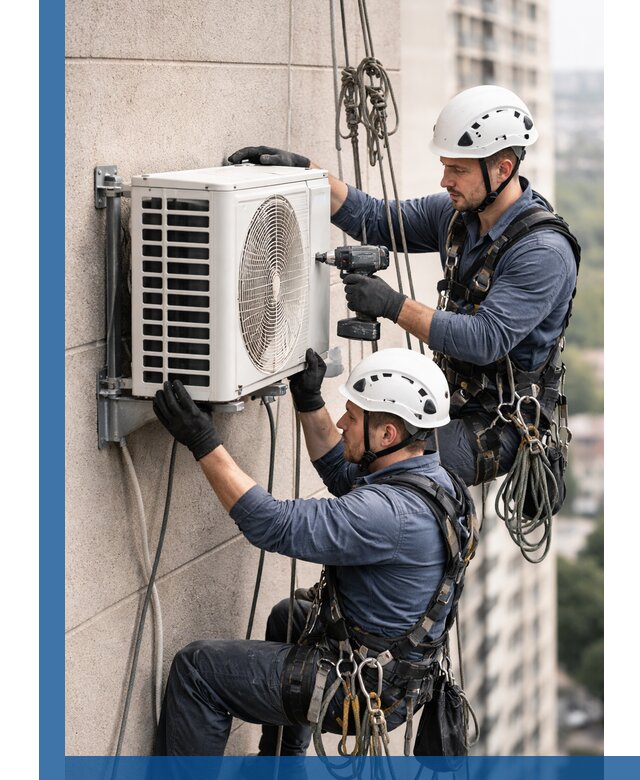 Монтаж внешнего блока кондиционера в Юбилейном установка и крепление