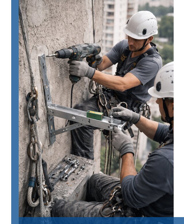 Установка кронштейнов кондиционера и крепежа в Юбилейном