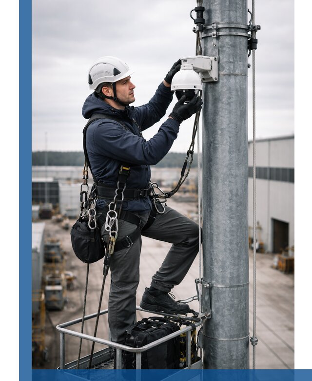 Профессиональная установка видеокамер на мачте в Юбилейном