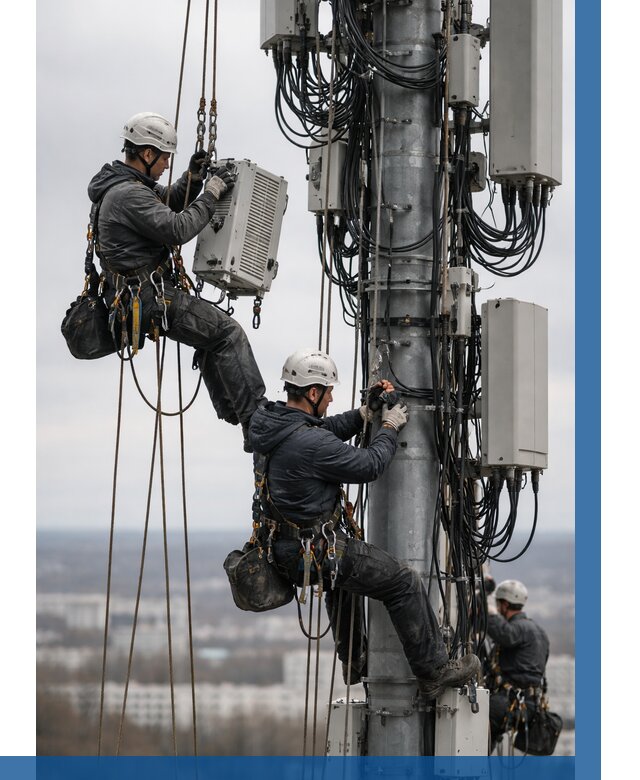 Монтаж оборудования связи на мачте в Юбилейном от 7727 р. | ВЫСОТНИК-Юбл