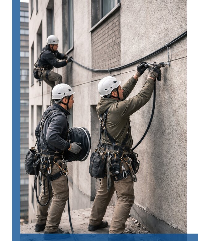 Прокладка кабеля по фасаду в Юбилейном, профессиональный монтаж