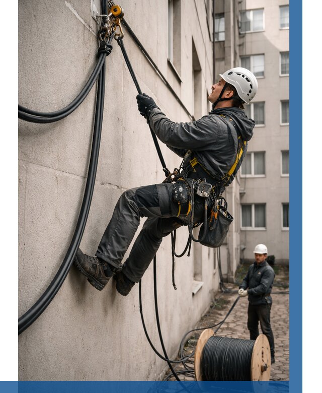 Протяжка кабеля питания на высоте в Юбилейном от 464 р. | ВЫСОТНИК-Юбл