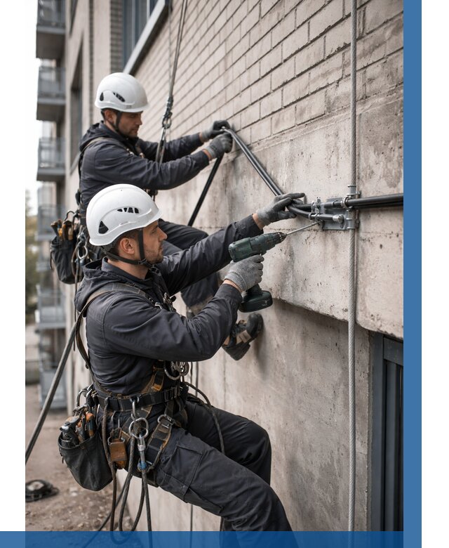 Крепление кабеля на фасаде в Юбилейном от 361 р. | ВЫСОТНИК-Юбл