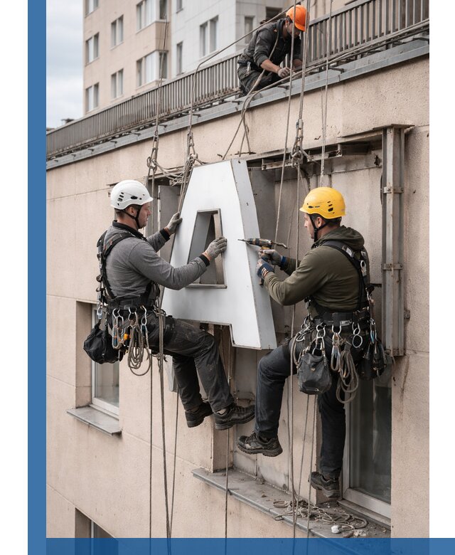 Ремонт и восстановление наружных вывесок на высоте в Юбилейном