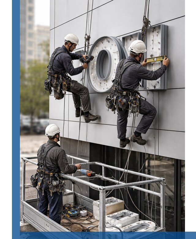 Профессиональный монтаж световых букв в Юбилейном под ключ
