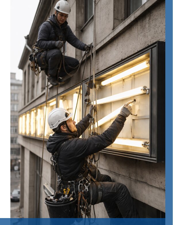 Замена ламп в вывеске в Юбилейном под ключ от 3606 р. | ВЫСОТНИК-Юбл