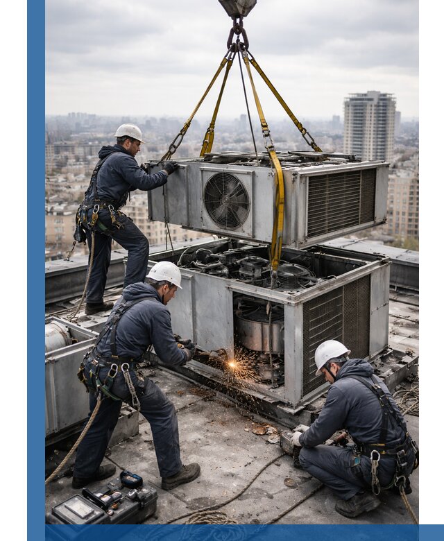 Демонтаж крышной установки в Юбилейном любой сложности