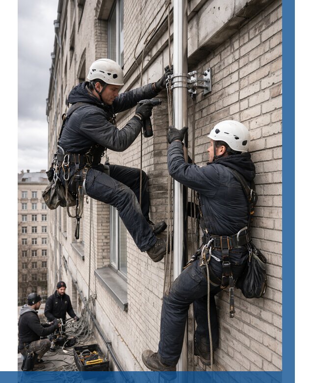 Монтаж флагштока на здании в Юбилейном от 6697 р. | ВЫСОТНИК-Юбл