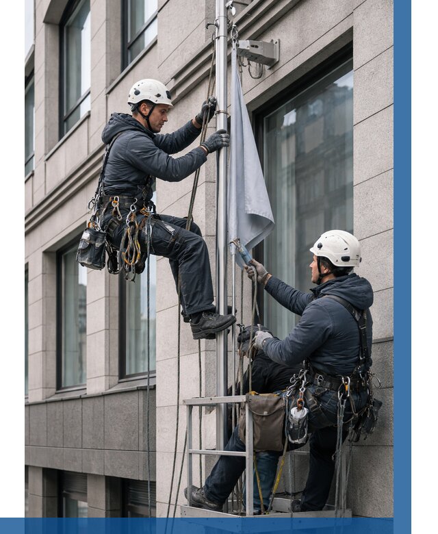 Установка флагов на фасаде в Юбилейном от 4636 р. | ВЫСОТНИК-Юбл