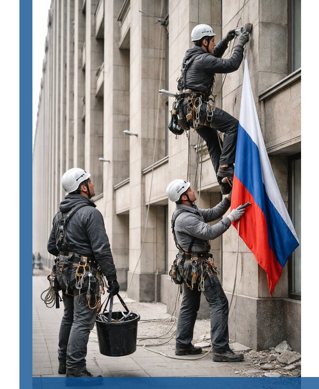 Профессиональная установка флагов на фасаде в Юбилейном