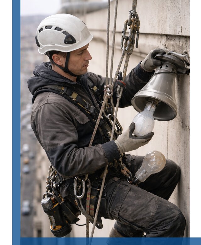 Замена ламп на высоте в Юбилейном профессионально и быстро