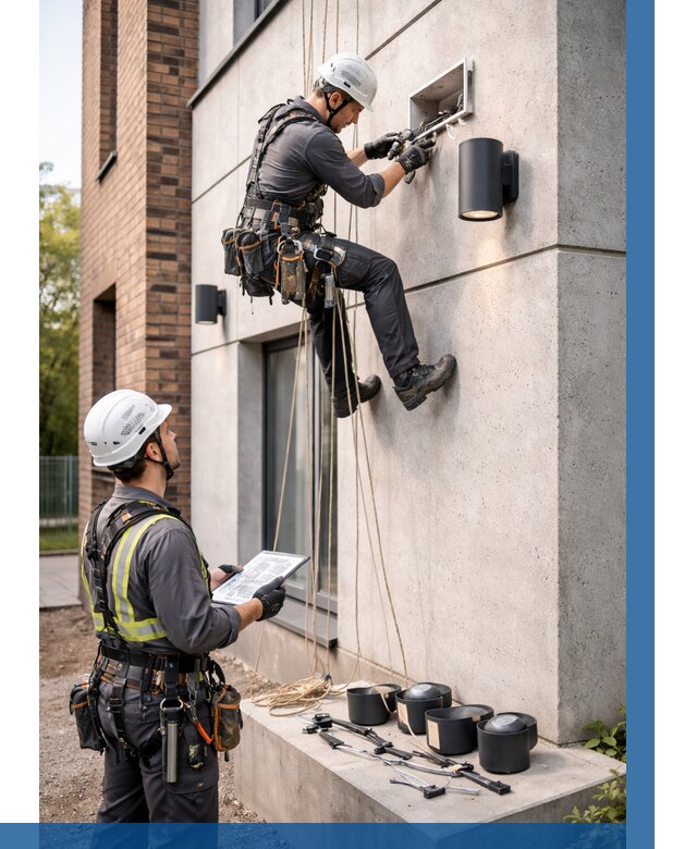 Монтаж фасадного освещения в Юбилейном от 2576 р. | ВЫСОТНИК-Юбл