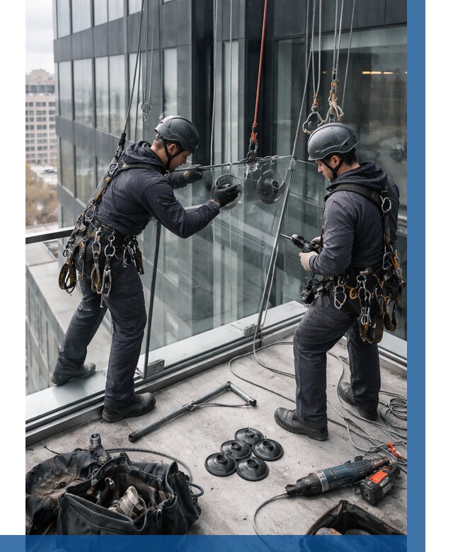 Монтаж стеклянных ограждений в Юбилейном от 2576 р. | ВЫСОТНИК-Юбл