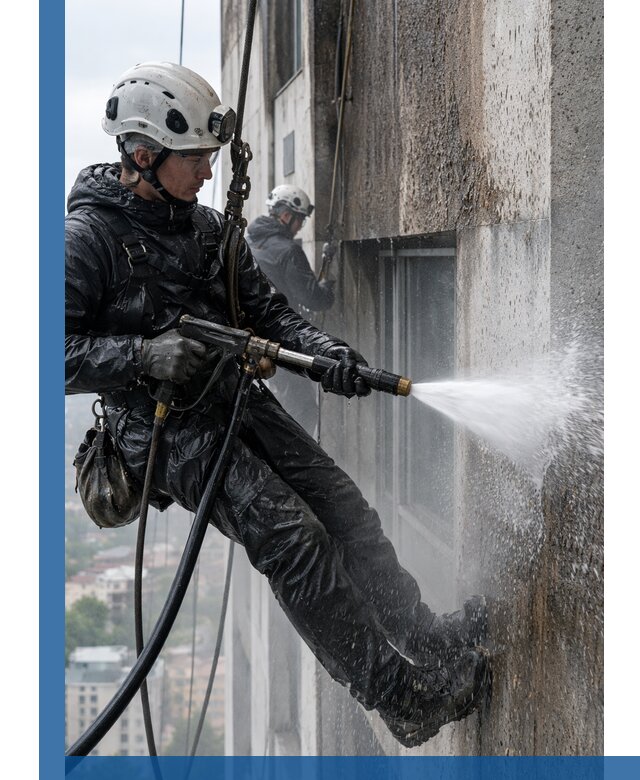 Гидроструйная очистка фасадов и конструкций в Юбилейном