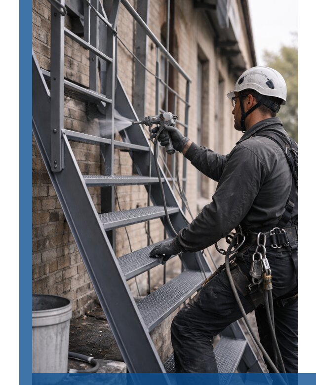 Покраска и антикоррозионная защита пожарных лестниц в Юбилейном